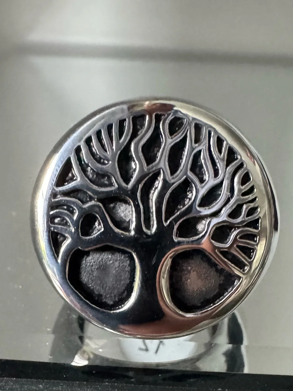 Tree of Life Ring in polished 316L stainless steel size 12
